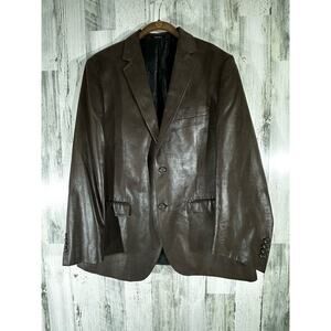 Pronto Uomo Faux Leather Blazer Sport Coat Approximately Size 40 (Medium) Brown